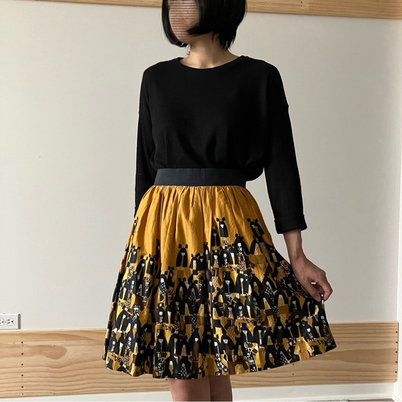 Anthropologie x Edme & Esyllte Saffron Yellow and Black Matriarch Skirt Size 4 - Picture 2 of 7